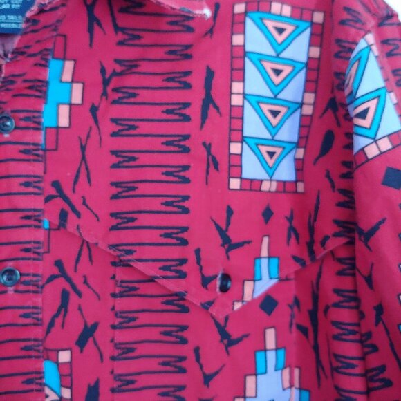 Wrangler Cowboy Cut Long Tails Western Rodeo Native Aztec Button Shirt 16-34 - Picture 6 of 10